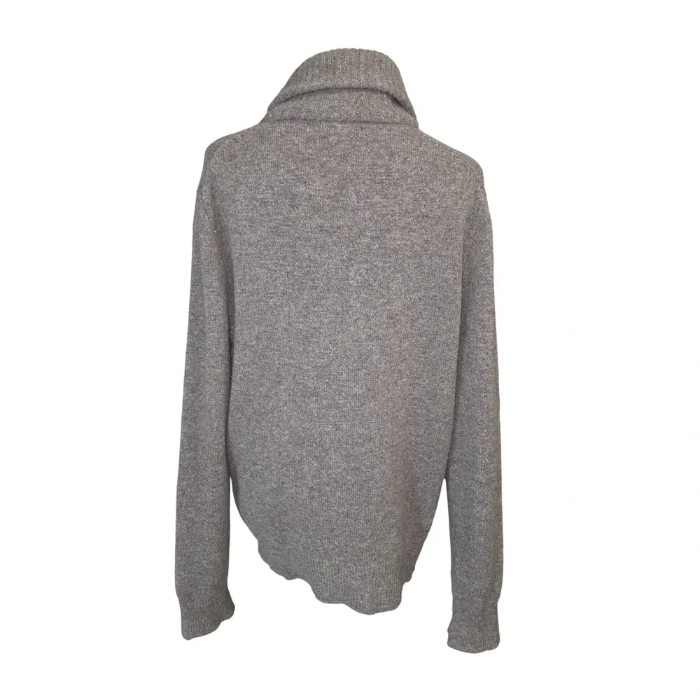 J Crew‎ Mens Shawl Collar Sweater 100% Lambs Wool Button Neck Gray Size M